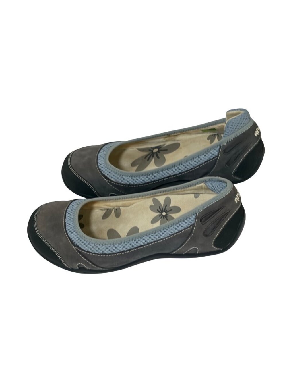 AHNU Womens Size 8.5 Lucia Leather Flat Shoes sneakers Walking Comfort Blue Gray